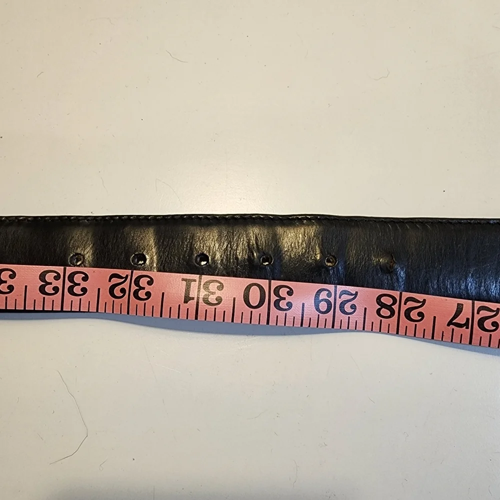 FOSSIL Black Leather Belt with Silver Buckle Size M